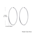 Polished silver stainless steel hoop earrings with 45mm diameter and 2mm thickness - 2*45mm / Silver
