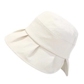 Elegant off-white sun hat for women with wavy brim and minimalist foldable cotton texture - M(56-58cm) / White