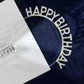 Silver Birthday headband with sparkling white rhinestones for girls' party hairstyle - Happy Birthday Style (Silver)