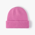 Minimalist winter knit beanie hat in soft candy pink color with ribbed texture - Adjustable / Shimmer Pink