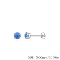 Elegante S925 Sterling Silber Ohrstecker mit 5mm königsblauem Zirkonia im Brillantschliff - 925er Silber / 5mm