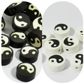 10mm black and white yin yang clay beads for DIY bracelets and phone strap making - Mixed Black and White