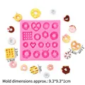 Roze siliconen vorm voor mini-donuts, harten en wafels met 16 gaten voor DIY-projecten - Roze