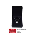 Silver square pendant necklace in a black velvet jewelry box, 60x80x30mm size - Outer Black Inner Black