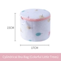 Sac à linge cylindrique pour soutien-gorge avec motif arbres et zip rose, 17x15cm - Sac à Soutien-Gorge Cylindrique - Arbre