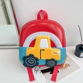 3D cartoon car toddler backpack with red yellow and blue EVA hard shell design - Red
