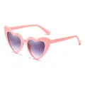 Pink heart-shaped sunglasses with purple gradient lenses and durable metal hinges - Pink Frame Gradient Grey Lens