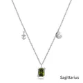 S925 sterling silver Sagittarius necklace with green gemstone and zodiac star map - Sagittarius
