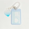 Blue cloud glitter heart ID card holder with spiral spring keychain and school tag - Blue Heart Vertical Case