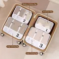 Beige travel storage bags set with mesh windows for luggage clothes organization - White 4-Piece Set