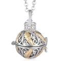 Pendentif diffuseur d'arômes bicolore argent et or avec motifs de feuilles ciselées - Argent Or Médaillon Feuille Creuse (30)