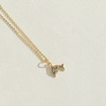Macro shot of 14K gold dolphin pendant set with colorful vibrant cubic zirconia stones - Colorful Zirconia Dolphin Style (XL3180-3)