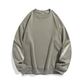 Sweat à col rond décontracté gris-vert avec des empiècements rayés sur les manches - M / Kaki