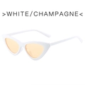 Retro cat-eye sunglasses with a white plastic frame and champagne orange tinted lenses - White Frame Champagne Lens
