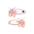 Pink fabric oval hair clips with glitter ballet shoes and bow for kids - Ballet Shoes (MC016) / One Pair