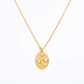 Collana in rame placcato oro con ciondolo ovale irregolare e zirconi trasparenti - Collana in zircone dorato