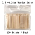 Pack of 100 disposable 7.5cm wooden nail sticks for manicure cleanup and DIY crafts - 7.5cm Wood Stick (100 Pcs/Pack)