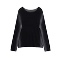Jersey de punto negro de manga larga con cuello redondo calado y ajuste regular elegante - S / Negro