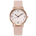 Minimalist women's quartz watch with pink leather strap and rose gold round metal case - Off White