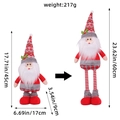 Standing Santa plush with telescopic legs, adjustable height from 45cm to 60cm for Christmas - Knit Hat Red Boot Santa / Red Gray White