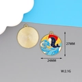 Detailed view of alloy wave whale pendant showing 24mm diameter and golden texture - Whale/Waves / Blue Whale Planet