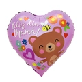 Purple heart foil balloon for Mother's Day with Feliz día Mamá Spanish text and bear print - 18 Inch Purple Cartoon Bear Heart Happy Mother's Day (BTX024)