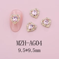 Macro-opname van roze hartvormige nageljuweel MZH-AG04 met 9,5 mm gouden metalen rand - Roze Stijl(AG04)