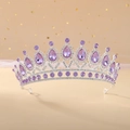 Elegant silver bridal tiara with large purple teardrop crystals and sparkling rhinestones - Silver With Light Purple