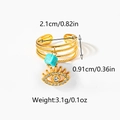 Anillo abierto dorado multicapa con cuenta turquesa y amuleto de ojo del mal - Estilo Ojo del Diablo Turquesa