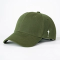 Détail de la casquette en coton olive avec broderie étoile blanche et tissu en sergé - Taille unique / Vert Armée