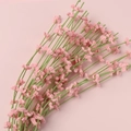 Handmade pink crochet flower bouquet with green stems on a minimalist pink background - Pink Liriope Flowers Single Stem - Green Stalk