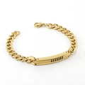 Pulsera de cadena cubana de acero inoxidable oro 18K con barra ID para hombre - Dorado