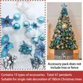 Ice blue and white 61-piece Christmas tree ornament set with snowflakes and bows - 1.8m Accessory Kit / Snowflake Deer Blue and White