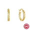 Elegant gold S925 sterling silver infinity twist hoop earrings on white background - Gold (Woven)