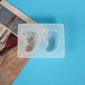 Macro detail of baby footprint silicone mold with two cavities for resin crafts - Mirror 2-Cavity Footprint Mold