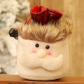Bolsa de regalo de Navidad con diseño de Papá Noel 3D en forro polar y cordón rojo - Santa Claus