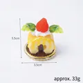 Portachiavi torta alla fragola in PVC con glassa gialla e base dorata 5,5 cm - Stile marmellata gialla 3 con cinturino rosa