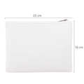 Neceser de maquillaje en cuero sintético blanco con cremallera, 23cm x 18cm - Bolsa Vacía Blanca Grano de Lichi