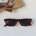 Retro tortoise shell square frame sunglasses with dark lenses on a minimalist background - Leopard Print
