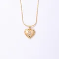 Golden heart pendant necklace with crystal letter S on a minimalist snake chain - Letter S