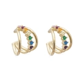 Manchettes d'oreilles dorées double couche avec zircons colorés arc-en-ciel - Ear Cuff Double Couche / Or Arc-en-ciel