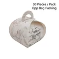 Detail of 50-pack marble pattern gift boxes with Sweet Memory text and top handle - Grey Marble Pattern Box Without Ribbon