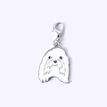 Pendentif chien maltais argenté avec fermoir mousqueton pour sacs et clés - 29 Bichon Maltais