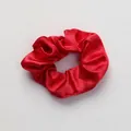 Lustrous red satin scrunchie with pleated silk-like texture and high elasticity - Scrunchie_Red