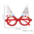 Red 2026 Christmas glasses with a glittery Santa hat and colorful small bells - Silver Hat Glasses