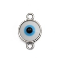 Nahaufnahme silbergefasster Evil Eye Dreiecksanhänger für DIY-Schmuckherstellung - Böser Blick Verbinder / Silber