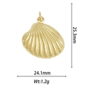 18k gold plated shell pendant necklace with detailed texture and size measurements - Golden Shell
