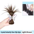 Light brown crystal butterfly hair claw clip with iridescent finish for women - Crystal Butterfly Claw Clip / Tan