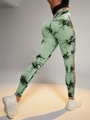 Mint green tie-dye yoga leggings with side cross-lace cutouts and high waist lift - Green