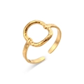 Minimalist gold woven open ring with a hammered circular texture finish for women - Adjustable Open / Round Hammered Texture Open Ring